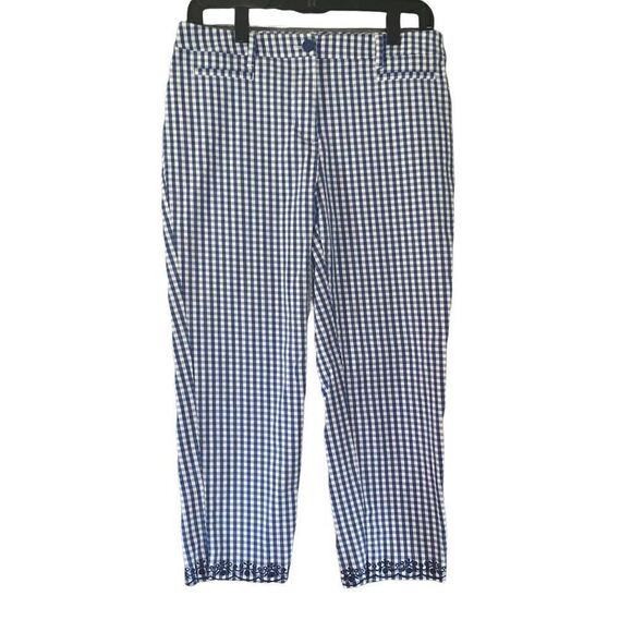 Talbots Pants - Talbots blue & white checked ankle pants 6